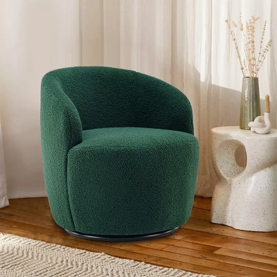 Fannie 25.60'' Wide Small Size Boucle Upholstered 360° Swivel Barrel Chair-The Pop Maison - Image 8
