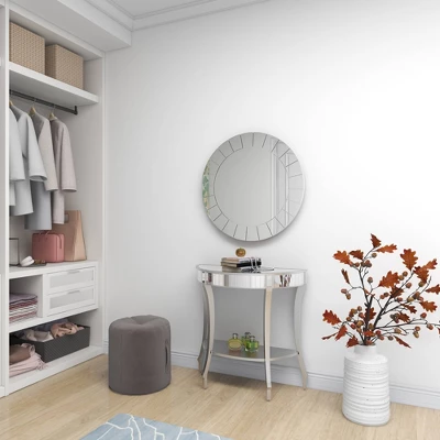 Set Of 2 Glam Fir Console Tables With Mirror White - Olivia & May - Image 13