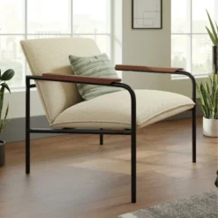 Boulevard Cafe Metal Accent Lounge Chair Ivory - Sauder