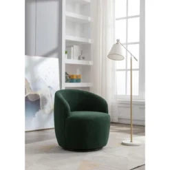 Fannie 25.60'' Wide Small Size Boucle Upholstered 360° Swivel Barrel Chair-The Pop Maison