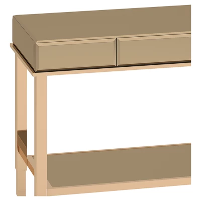 Hutton Glam Mirrored TV Stand Entry Console - Champagne Brass - Inspire Q - Image 4