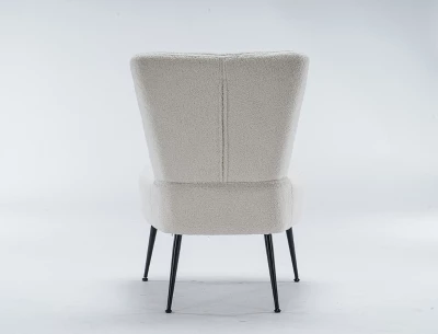 Tufted Back Teddy Fabric Slipper Chair Accent Chair-ModernLuxe - Image 6