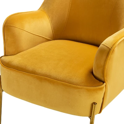 Odo Velvet Accent Arm Chair Padded Seat Set Of 2 | Karat Home - Mustard - Image 2