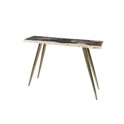 Contemporary Petrified Wood Console Table Brown - Olivia & May