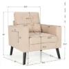 Costway Set Of 2 Upholstered Accent Chair Single Sofa Armchair W/ Wooden Legs