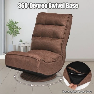 Costway Gaming Chair Fabric 6-Position Folding Lazy Sofa 360 Degree Swivel Coffee - Image 6