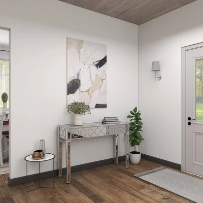Glam Mirror And Wood Patterned Console Table Silver - Olivia & May - Image 12
