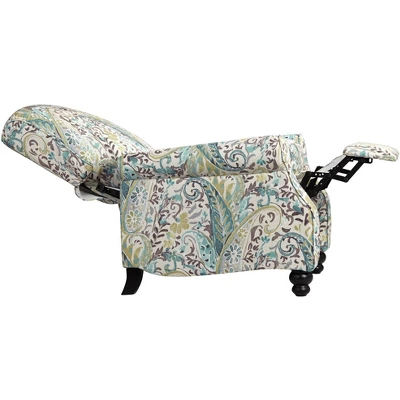 Elm Lane Ethel Skye Blue Paisley Patterned Recliner Chair Modern Armchair Comfortable Push Manual Reclining Footrest For Bedroom Living Room Reading - Image 5
