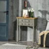 HOMCOM Vintage Console Table With 2 Drawers, Retro Entryway Table For Hallway, Living Room And Hallway, Gray