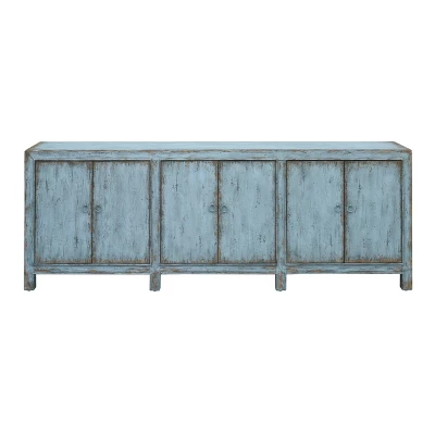 Marvin Rustic 6 Door Credenza/Sideboard Blue Textural Finish - Treasure Trove