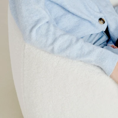 Bella Swivel Barrel Chair,2 Size Soft Touch Upholstered White Teddy Swivel Chair, Armrest 360° Swivel Nursery Chair-Maison Boucle - Image 7