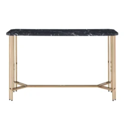 Daxton Faux Marble Sofa Table Black/Gold - Steve Silver Co.