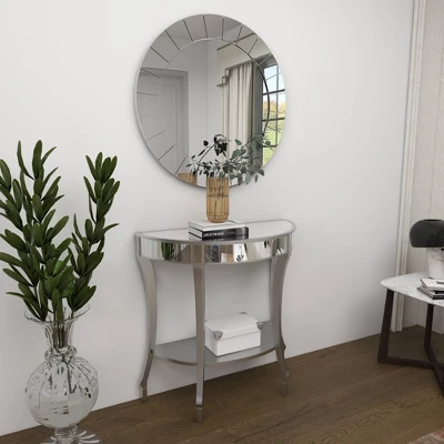 Set Of 2 Glam Fir Console Tables With Mirror White - Olivia & May - Image 10