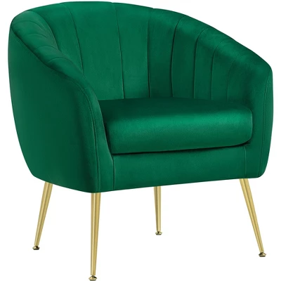 Yaheetech Velvet Accent Armchair Barrel Chair With Metal Legs For Living Room - Image 8