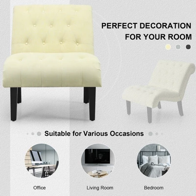 Costway Set Of 2 Armless Accent Chair Upholstered Tufted Lounge Chair - Image 4