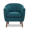 Homelegance 31in Lucille Collection Classic Polyester Fabric Living Room Accent Barrel Chair With Button Tufted Back & High Density Foam Cushion, Blue