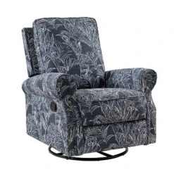 Pablo Traditional-normal Manual Swivel Glider Recliner With Nailhead Trims For Living Room | KARAT HOME