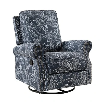 Pablo Traditional-normal Manual Swivel Glider Recliner With Nailhead Trims For Living Room | KARAT HOME
