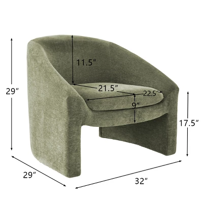 Kiki 32" Wide Contemporary Design Chenille Boasting Streamlined Silhouette Armrest Accent Barrel Chair-The Pop Maison - Image 4