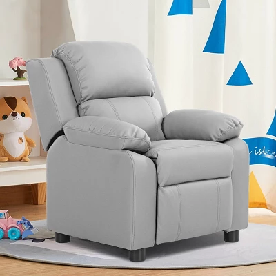 Costway Kids Sofa Deluxe Padded Armchair Recliner Headrest W/ Storage Arms - Image 2