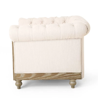 Castalia Chesterfield Tufted Fabric Club Chair With Nailhead Trim - Christopher Knight Home - Image 3