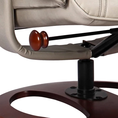 BenchMaster Newport Taupe Faux Leather Recliner Chair Modern Armchair Ottoman Footrest Ergonomic Manual Reclining Swivel For Bedroom Living Room Home - Image 3