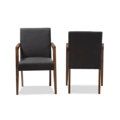 Set Of 2 Andrea Mid - Century Modern Upholstered Wooden Armchair - Dark Gray - Baxton Studio