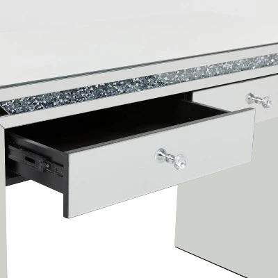 Glam Mirror And Glass Console Table Desk Silver - Olivia & May - Image 4
