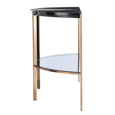 Lenaedo Demilune Console Table Black/White/Gold - Aiden Lane - Image 2