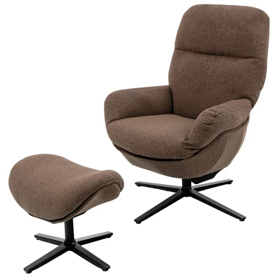 Costway Modern Swivel Rocking Chair & Ottoman Set W/Aluminum Alloy Base GreyBlueCoffee - Image 11