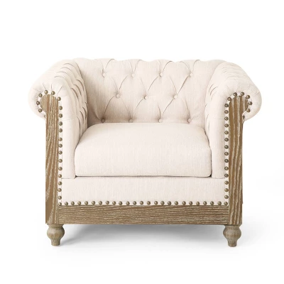 Castalia Chesterfield Tufted Fabric Club Chair With Nailhead Trim - Christopher Knight Home - Image 9