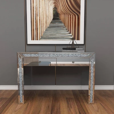 Glam Mirror And Glass Console Table Desk Silver - Olivia & May - Image 9