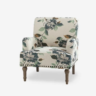 Reggio Traditional Wooden Upholstered Armchair With Floral Patterns And Nailhead Trim | ARTFUL LIVING DESIGN - Image 13