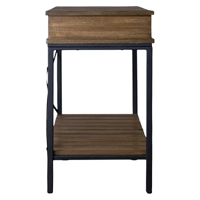 Newcastle Wood And Metal Console Table Criss-Cross - Baxton Studio