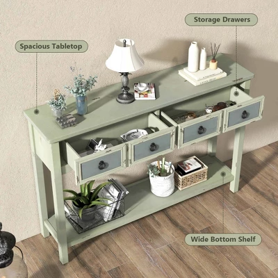 Costway Farmhouse Console Table 48'' Entryway Table With 2 Drawers & Open Storage Shelf - Image 6