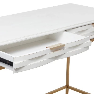 Contemporary 2 Drawer Metal Console Table White - Olivia & May - Image 3