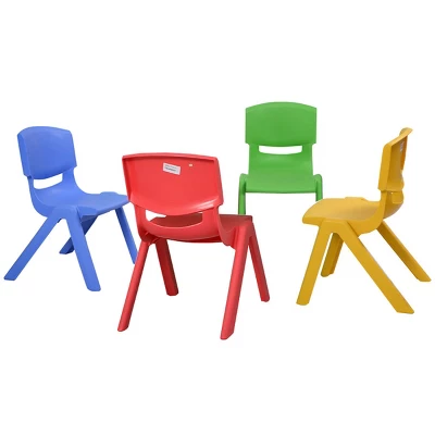 Costway Set Of 4 Kids Plastic Chairs Stackable Play And Learn Furniture Colorful - Image 2