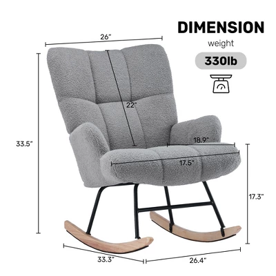 FERPIT Upholstered Teddy Velvet Accent Chair & Rocking Chair With Wingback Design - Image 3