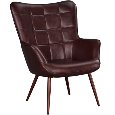 Yaheetech Leather Wingback Accent Chair Armchair For Living Room - Image 11