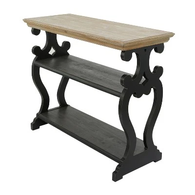Farmhouse Wood Swirl Console Table Black - Olivia & May - Image 6