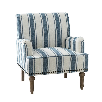 Venere Bedroom Wooden Upholstered Armchair With Nailhead Trim And Unique Stripe Design | ARTFUL LIVING DESIGN - Image 11