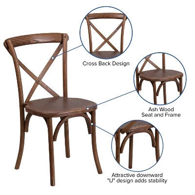Merrick Lane Davisburg Stackable Wooden Cross Back Bistro Dining Chair - Image 4