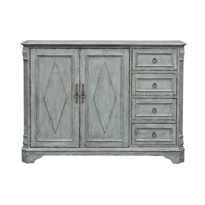 Andrew 2 Door 4 Drawer Credenza Distressed Blue - Treasure Trove Accents