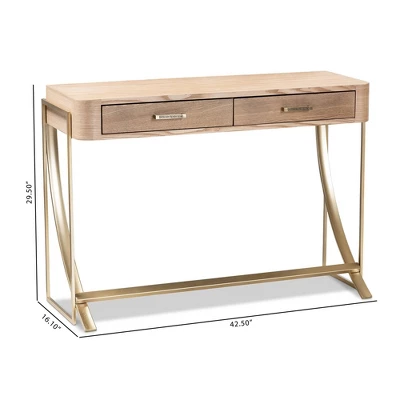 Lafoy Natural Finished Wood And Finished 2 Drawer Console Table Brown - Baxton Studio - Image 6