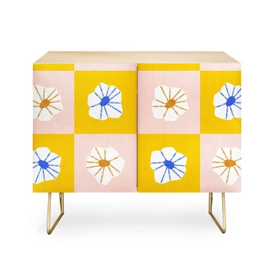 Maritza Lisa White Checkered Flowers Credenza - Deny Designs - Image 4