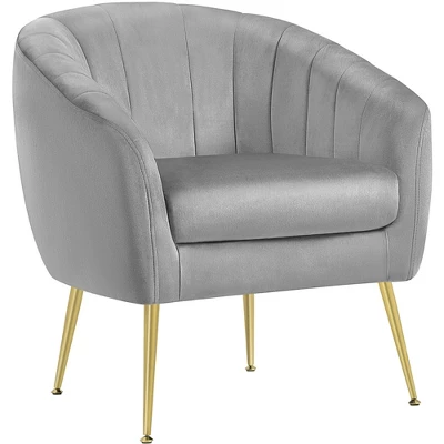 Yaheetech Velvet Accent Armchair Barrel Chair With Metal Legs For Living Room - Image 7