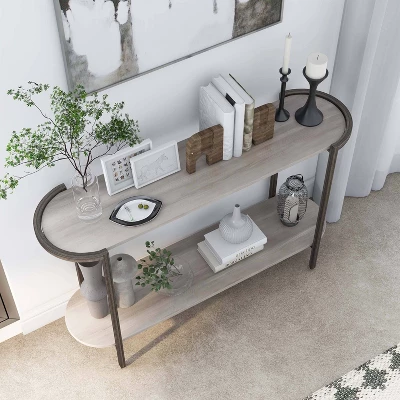 Millerton Lower Shelf Sofa Table Light Gray/Brushed Metal - MiBasics - Image 3