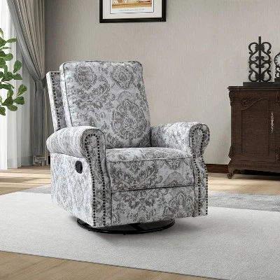 Pablo Traditional-normal Manual Swivel Glider Recliner With Nailhead Trims For Living Room | KARAT HOME - Image 12