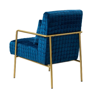 Javier Upholstered Armchair With Metal Legs And Lumbar Pillow For Living Room | ARTFUL LIVING DESIGN - Image 4