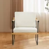 FERPIT Metal & Rubberwood Framed Velvet Accent Chair